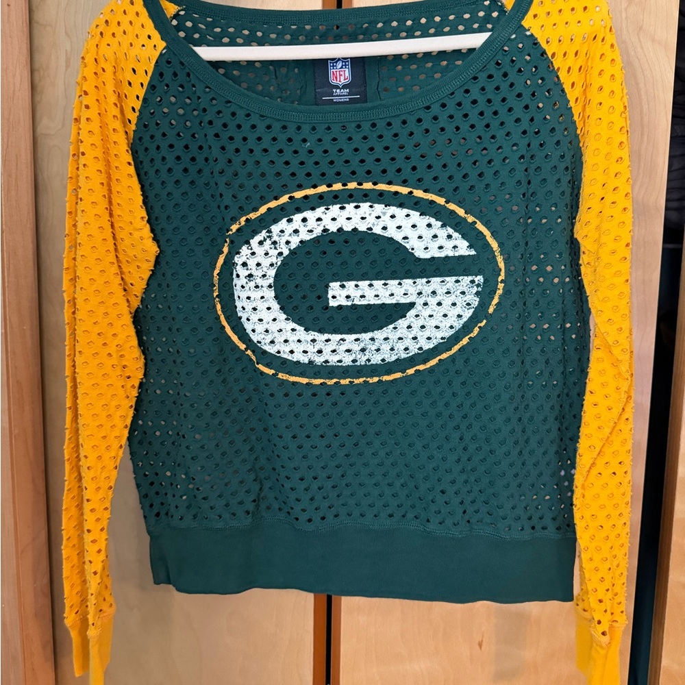 NFL Green and Yellow Women's Mesh Top